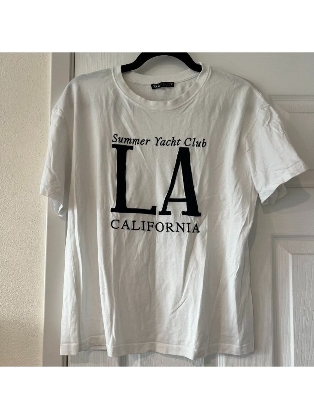 Zara Summer Yacht Club LA California Graphic Short Sleeve Tee Shirt Size Small